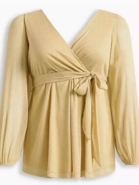 torrid Champagne Gold Shimmer Wrap Long-Sleeve top